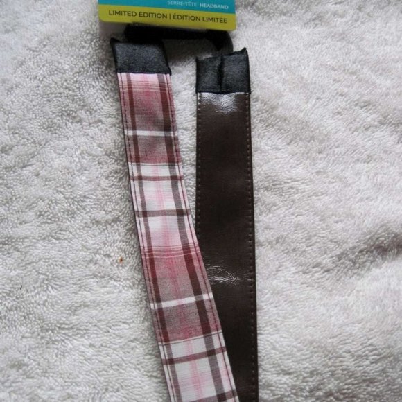 3 Goody Glam Wide Reversible Shiny Silver Pleather Plaid School Girl Headbands - Picture 8 of 9